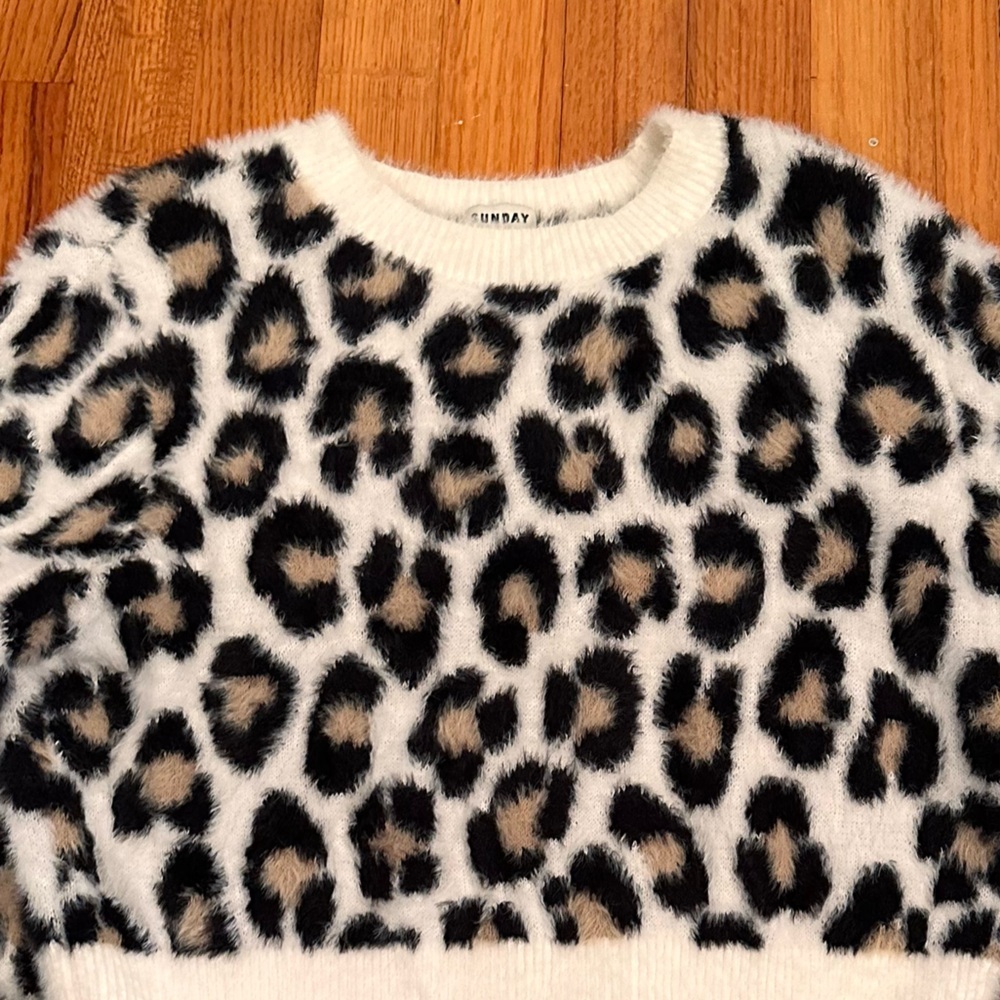 ARITZIA Sunday Best Kitten Sweater Fuzzy Leopard Print Size Small (k11) - Picture 4 of 15